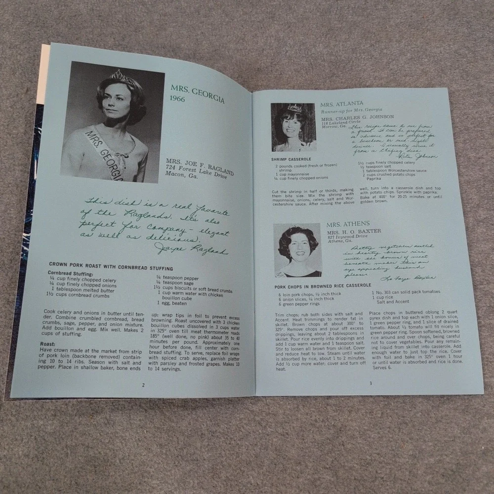 1966 Mrs Georgia Recipe Book Vintage Pageant Finalist Cookbook Atlanta Gas Light